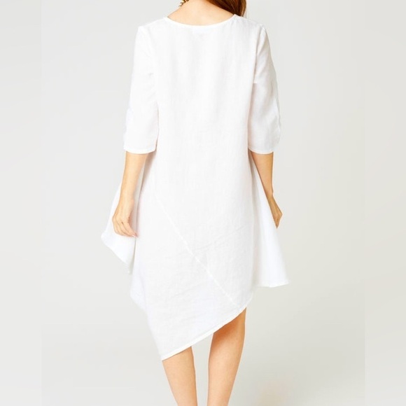 BRYN WALKER Moriah Bamboo Organic Cotton Asymmetrical Lagenlook Midi Dress L - Picture 6 of 13